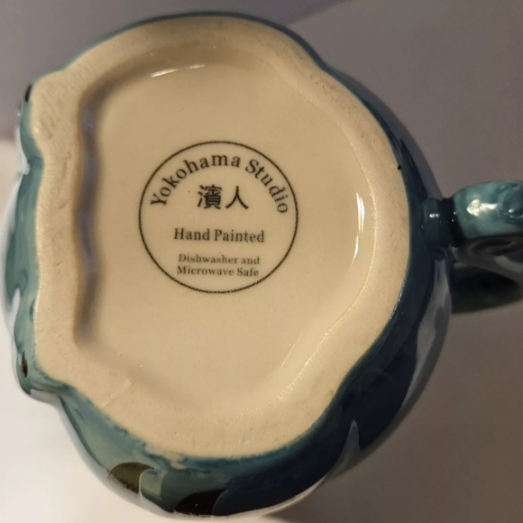 Yokohama Studio Lucky Cat Miyabi Maneki Neko ~  Blue Mug Cup Rare Color - Picture 4 of 4